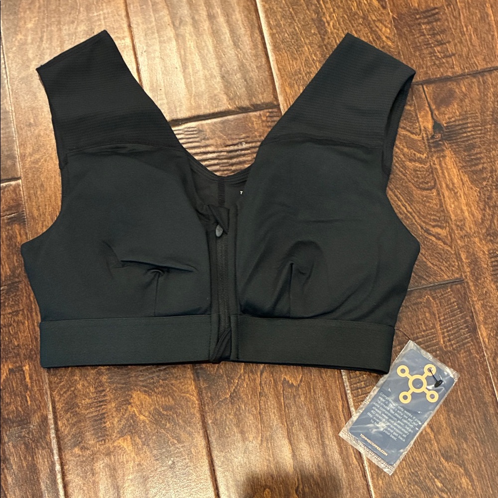 Tommie Copper Shoulder Support Compression Bra with Front Zipper Closure